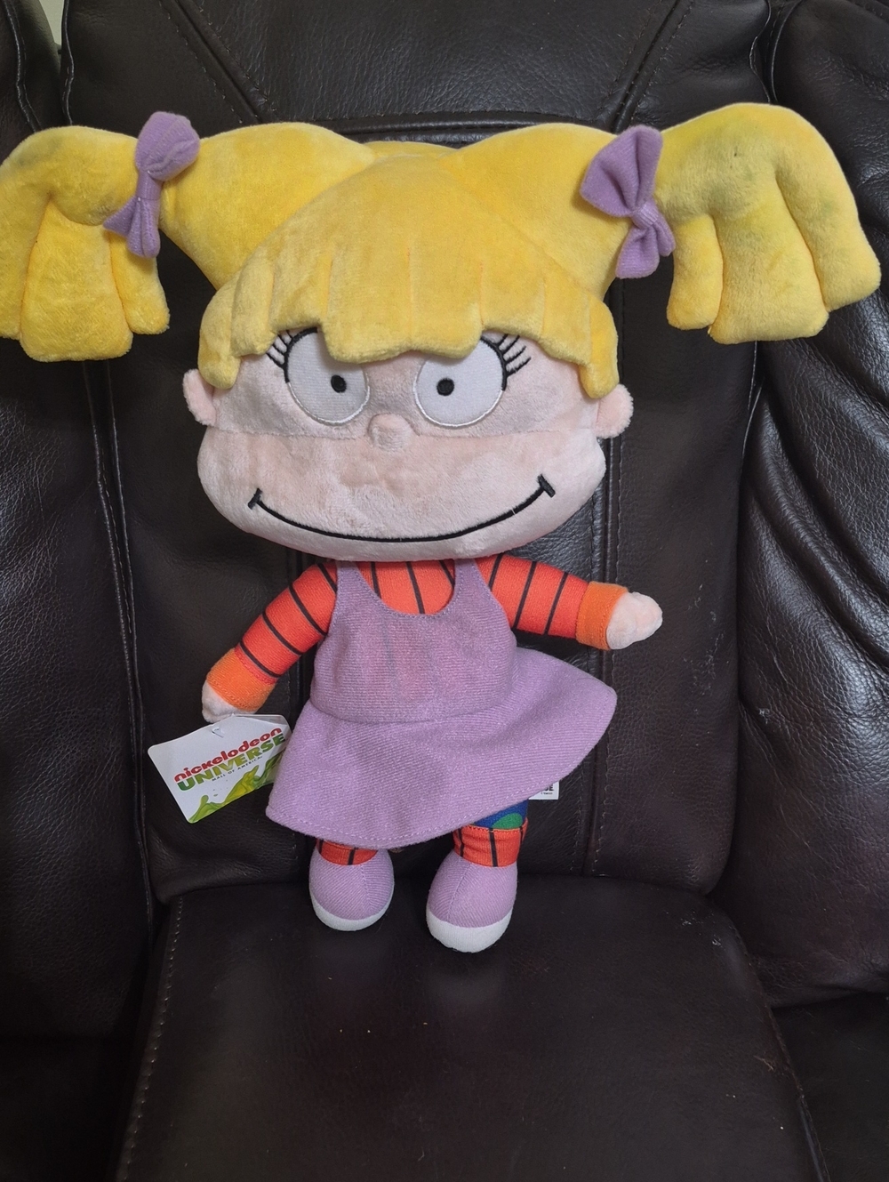 Nickelodeon Angelica Plush Doll - Yellow Hair, Purple Dress, Orange Stripes